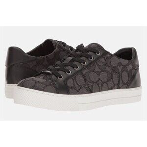 Authentic Coach Monogram Signature Paddy Black Sneakers Low Top Womens Size 8